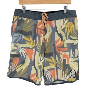 Howler Bros Mens Size 35 Board Shorts Unlined Tropical Print Surf Swim Trunks